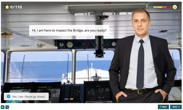 Bridge equipment and console aboard a Navguide-audited vessel