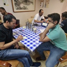 Crew members brainstorming during the design thinking workshop session