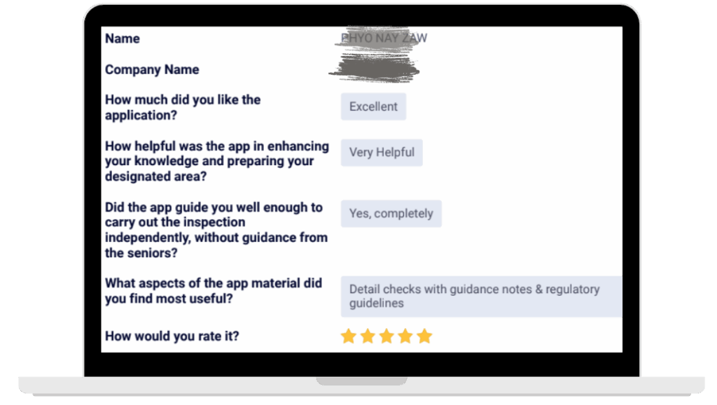 Screenshot of seafarer feedback illustrating growing confidence and ownership after using Guide2Inspections