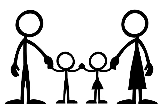 Simple stick-figure sketch of a family holding hands, drawn during the workshop’s icebreaker exercise
